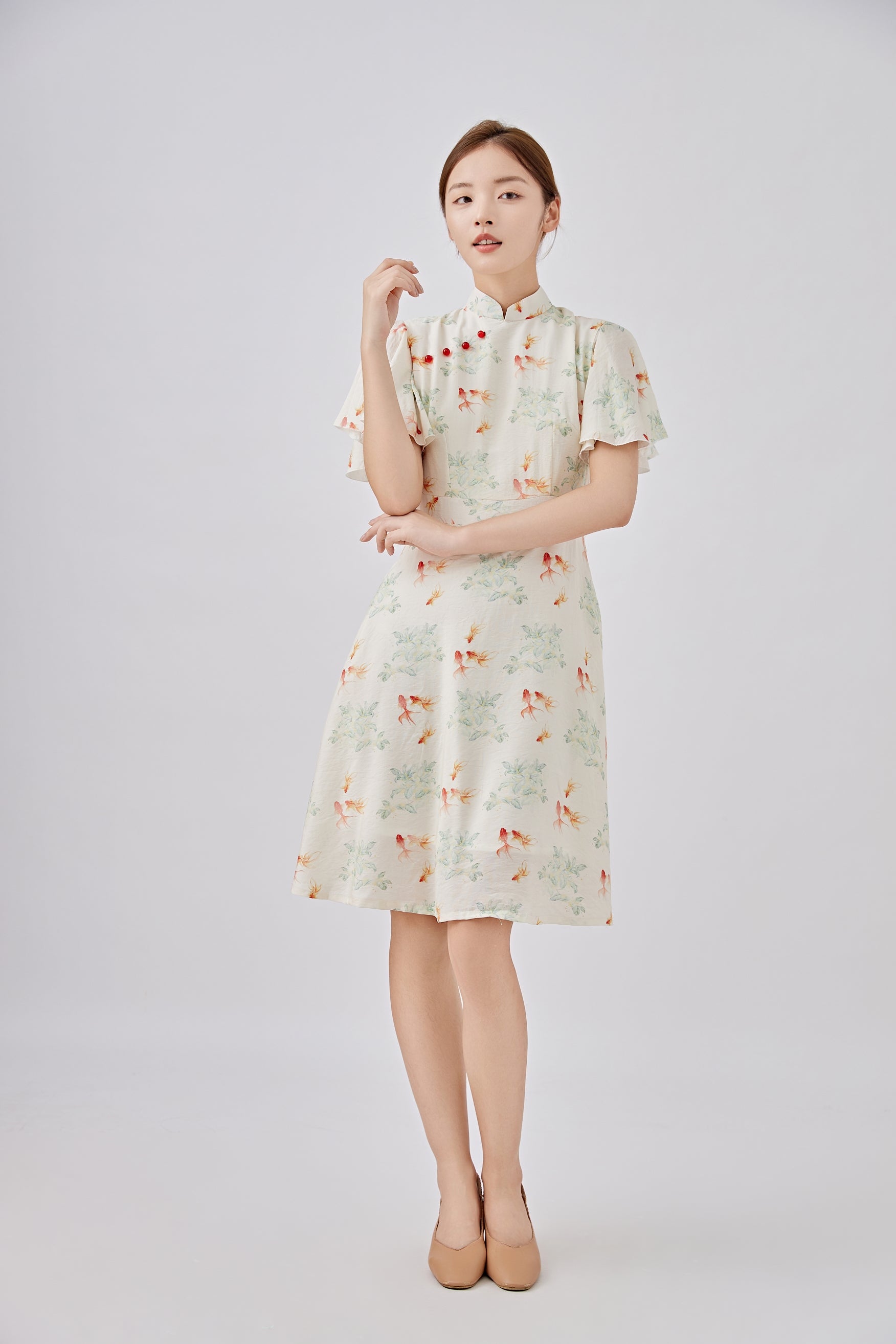 Goldfish Ladies Flutter Sleeves Cheongsam