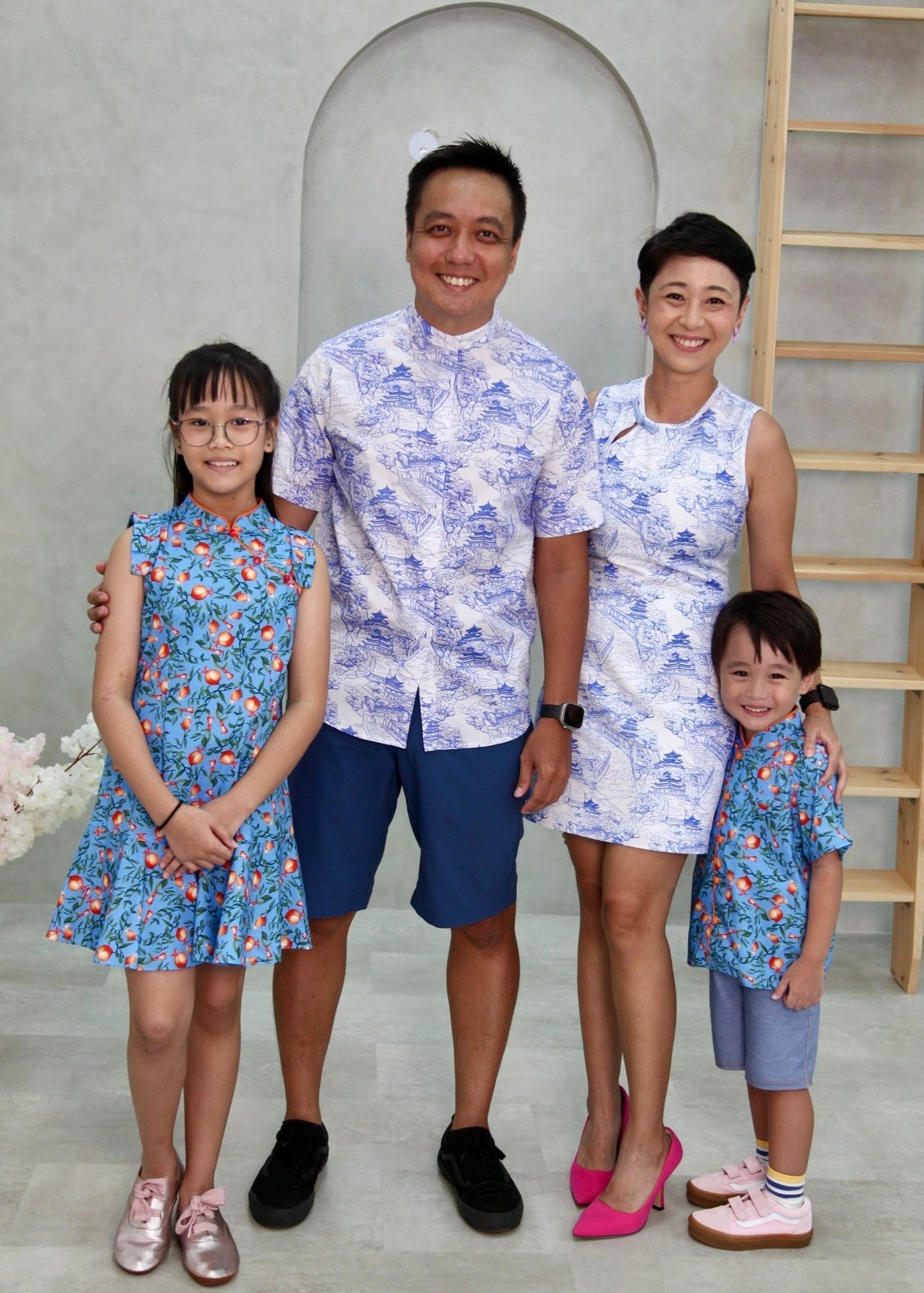 Vintage Fruit Girls Ruffle Hem Cheongsam